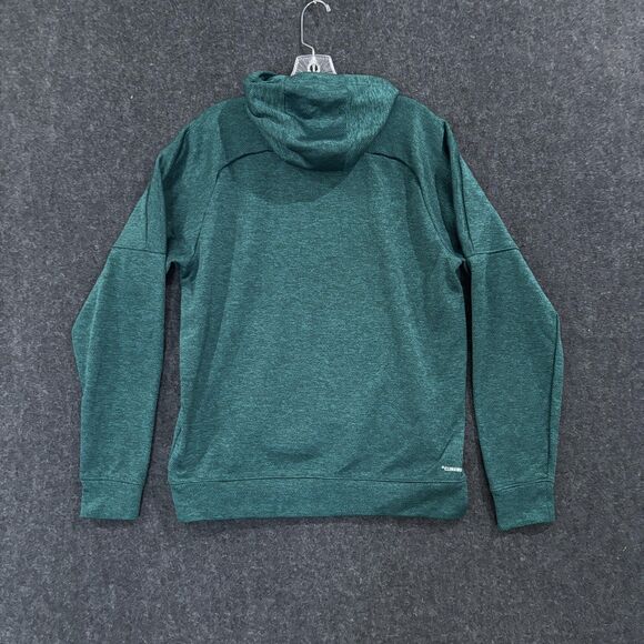 Adidas Hoodie Men's Medium Green ClimaWarm Pullover Sweatshirt Kangaroo Pocket - Picture 4 of 10